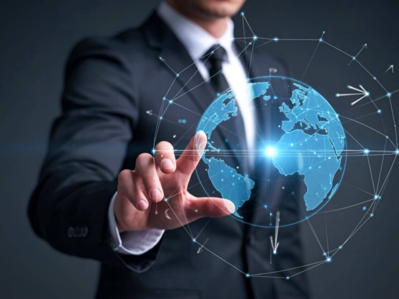 Business consultant demonstrating global telecom opportunities for Phase 2 competitive advantage